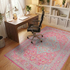 Sweet Pink Blue Medallion Rug - Office View