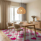 Sweet Pink Heart Collage Rug Dining Room View