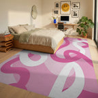 Sweet Pink Wave Pattern Design Rug Bedroom View