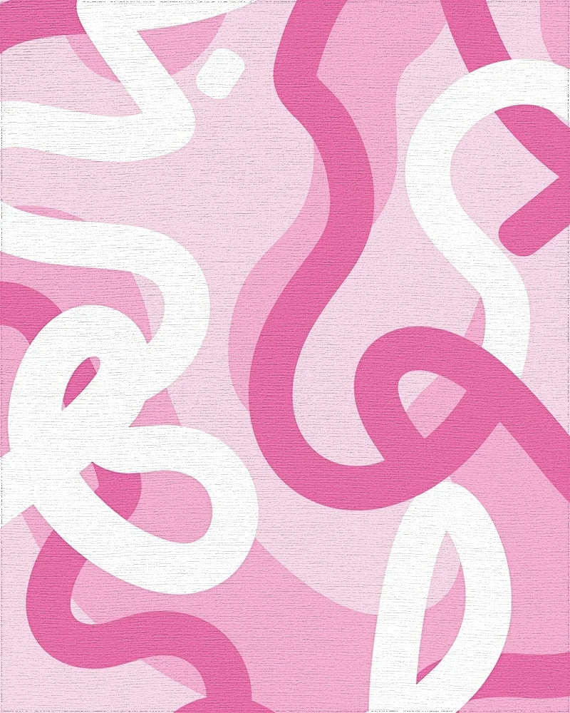 Sweet Pink Wave Pattern Design Rug - Cutout View