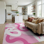 Sweet Pink Wave Pattern Design Rug Living Room View