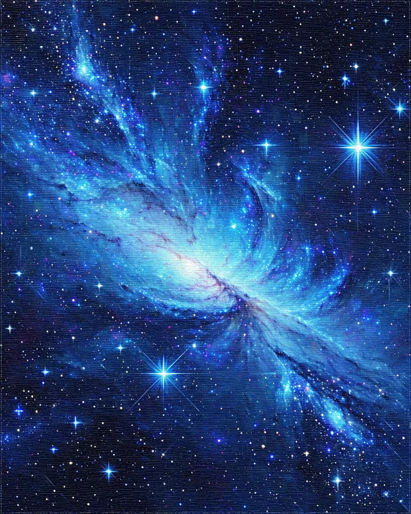 Swirling Blue Nebula Stars Rug - Cutout View