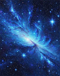 Swirling Blue Nebula Stars Rug - Cutout View
