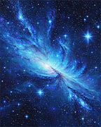 Swirling Blue Nebula Stars Rug - Cutout View