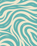 Teal And Cream Swirl Pattern Rug - Cutout View