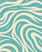 Teal And Cream Swirl Pattern Rug - Cutout View