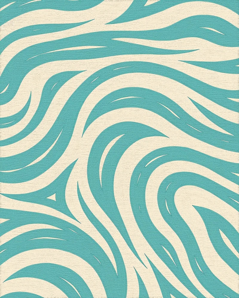 Teal And Cream Swirl Pattern Rug - Cutout View