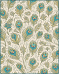 Teal Blue Peacock Feather Garden Rug - Cutout View