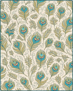 Teal Blue Peacock Feather Garden Rug - Cutout View