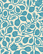 Teal Botanical Swirl Cream Rug - Cutout View