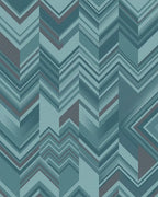 Teal Chevron Geometric Overlay Rug - Cutout View
