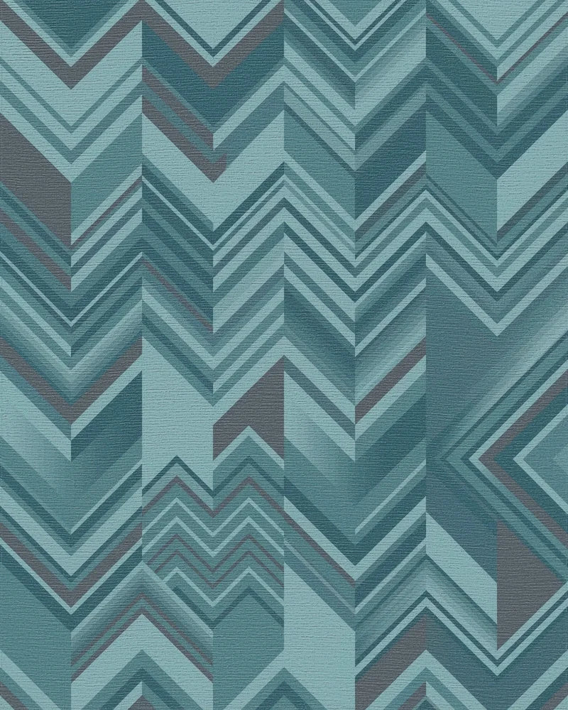 Teal Chevron Geometric Overlay Rug - Cutout View
