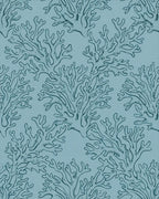 Teal Coral Branch Repeating Pattern Rug - Cutout View