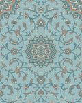 Teal Coral Floral Medallion Vines Rug - Cutout View