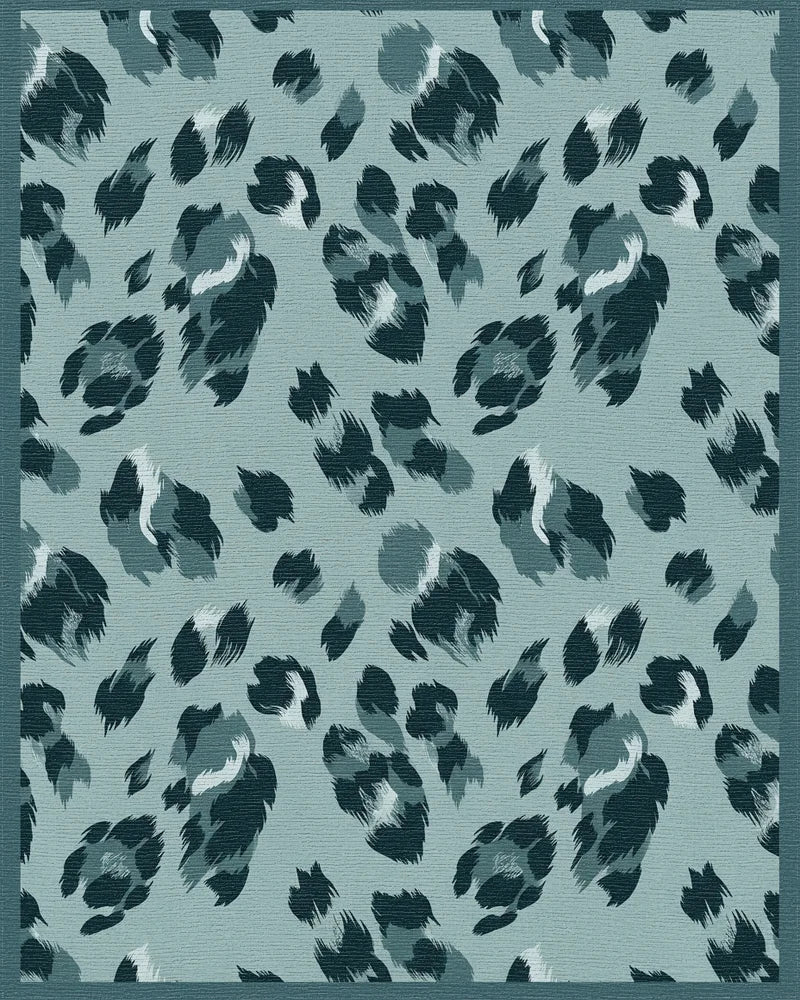 Teal Dusty Leopard Spots Rug - Cutout View