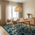 Teal Dusty Leopard Spots Rug Dining Room View