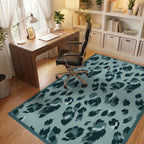 Teal Dusty Leopard Spots Rug Office View