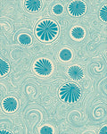 Teal Floral Swirl Cream Rug - Cutout View