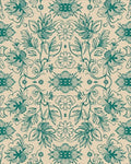 Teal Floral Vine Symmetry Rug - Cutout View