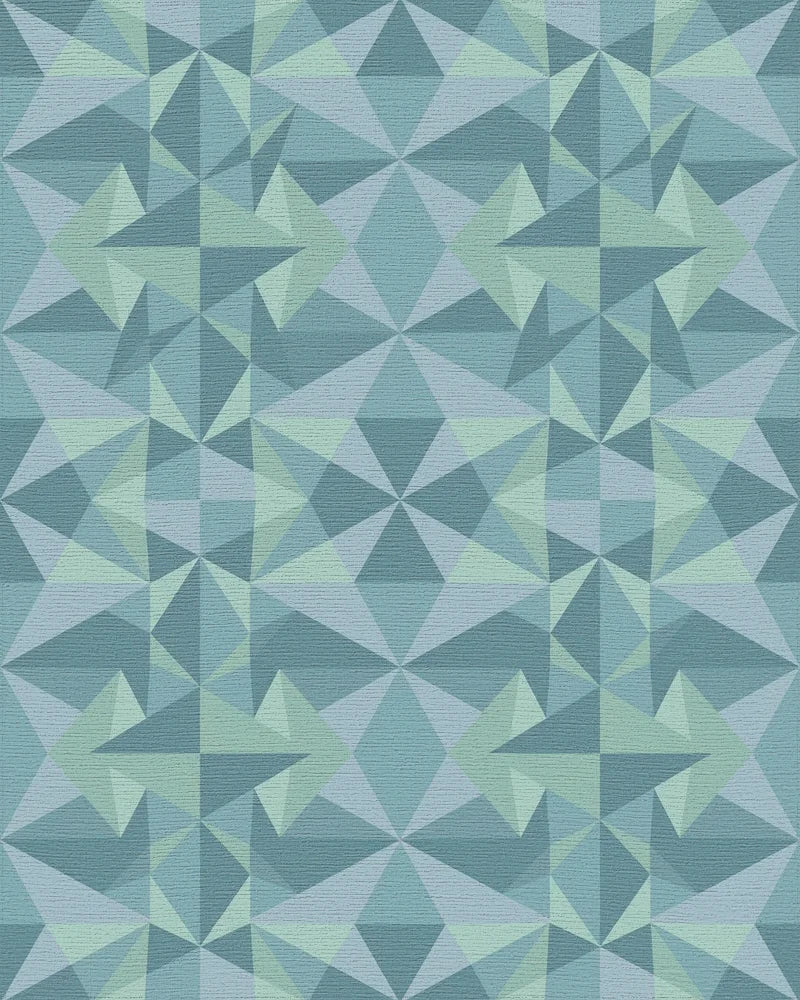 Teal Geometric Faceted Star Rug - Cutout View