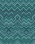 Teal Geometric Maze Chevron Rug - Cutout View