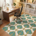 Teal Gold Art Deco Fan Pattern Rug Office View