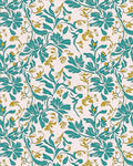 Teal Gold Flourishing Floral Design Rug - Cutout View