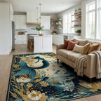 Teal Gold Mystical Mermaid Rug - Living Room View