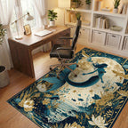 Teal Gold Mystical Mermaid Rug - Office View