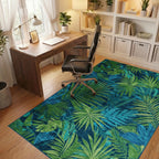Teal Green Palm Leaf Rug - Office View