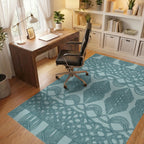 Teal Macrame Rope Scroll Rug Office View