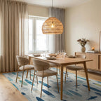 Teal Nautical Surfboards Shark Rug - Dining Room View
