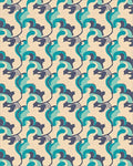 Teal Navy Cream Swirl Repeats Rug - Cutout View