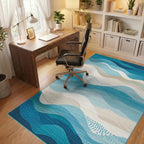 Teal Navy Wavy Layers Rug - Office View