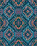 Teal Orange Diamond Cross Geometric Rug - Cutout View