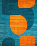 Teal Orange Overlapping Organic Rug - Cutout View