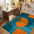 Teal Orange Overlapping Organic Rug - Office View