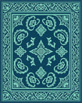 Teal Ornamental Paisley Medallion Rug - Cutout View