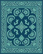 Teal Ornamental Paisley Medallion Rug - Cutout View