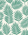Teal Palm Leaf Patterned Rug - Cutout View