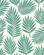 Teal Palm Leaf Patterned Rug - Cutout View