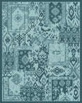 Teal Patchwork Geometric Medallion Rug - Cutout View