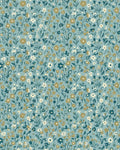 Teal Petite Floral Meadow Rug - Cutout View