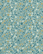 Teal Petite Floral Meadow Rug - Cutout View