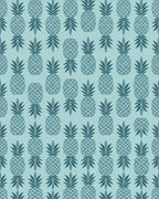Teal Pineapple Repeating Tropical Fruit Rug - Cutout View