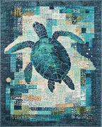 Teal Sea Turtle Textured Patchwork Rug - Cutout View
