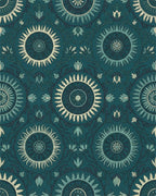 Teal Sunburst Medallion Floral Rug - Cutout View