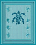 Teal Turtle Marine Diamond Border Rug - Cutout View