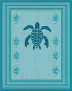 Teal Turtle Marine Diamond Border Rug - Cutout View