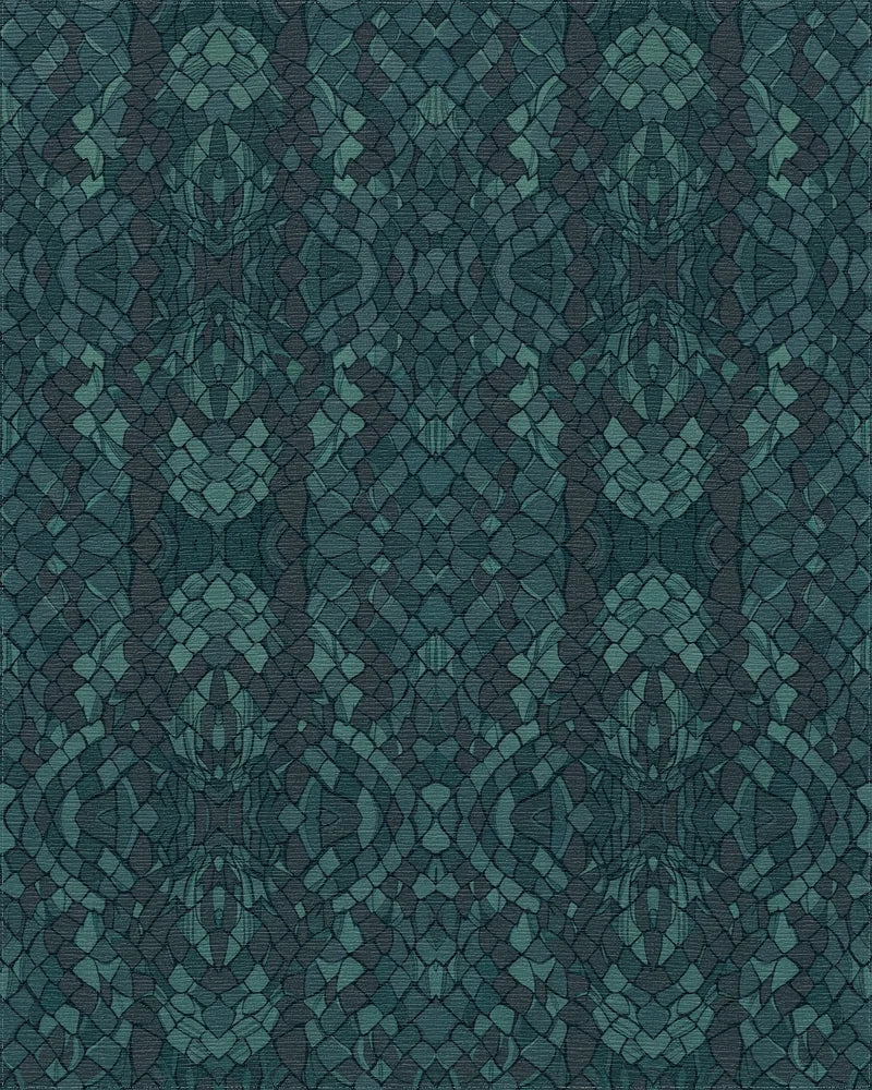 Teal Vertebrae Mosaic Texture Rug - Cutout View